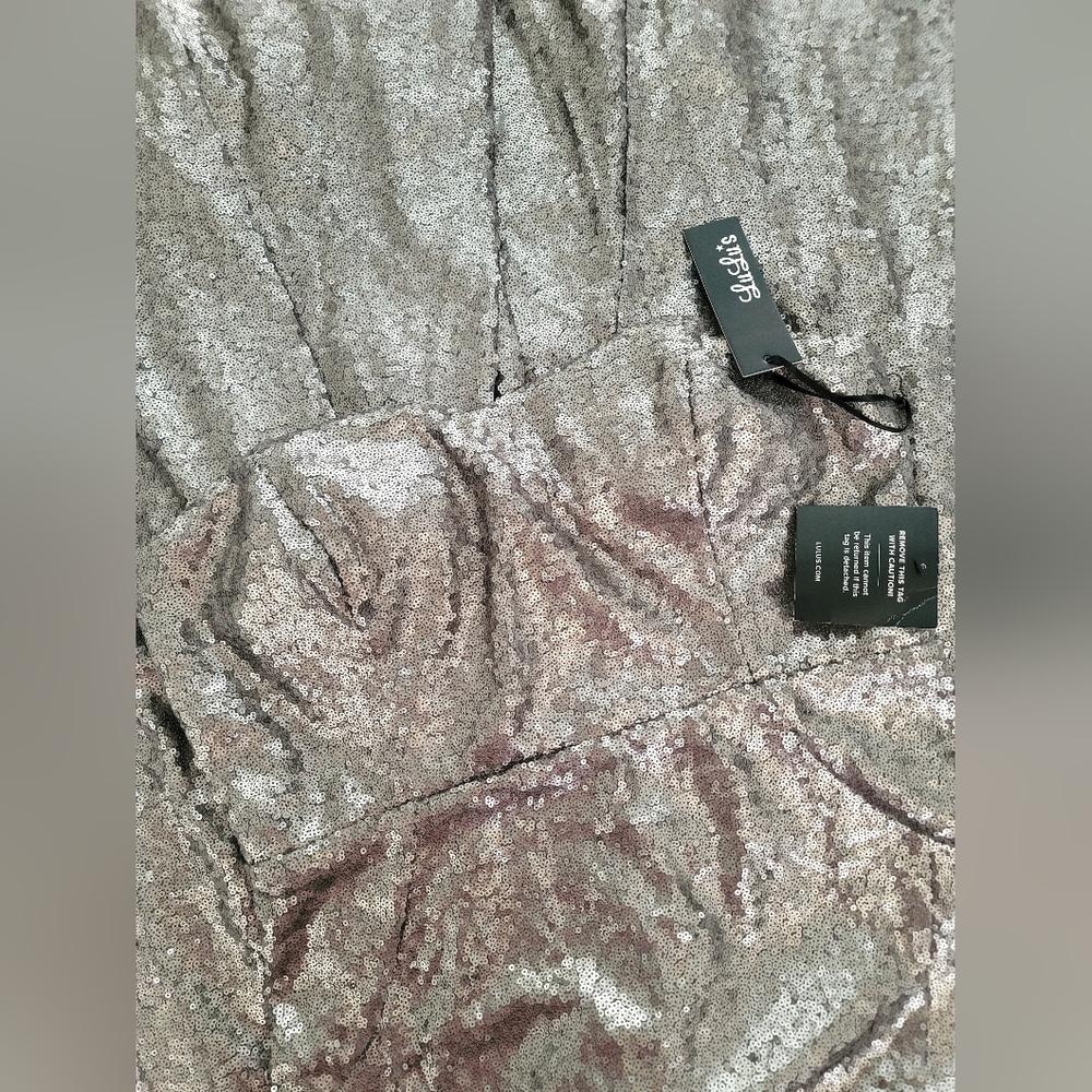 Silver sequin sweetheart formal mermaid dress, Lulu's, sz XL